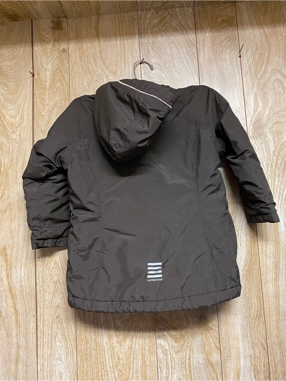 Lands' End Kids Brown Hooded Puffer Jacket - Picture 2 of 6